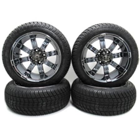 Repl. For Ezgo / Cushman / Textron 205/40 14 Paramount Tires With Black Chrome Spartan 14X7 Rims